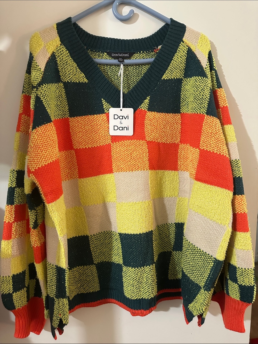 Multicolor Check Sweater - Yellow & Orange - Picture 3 of 5